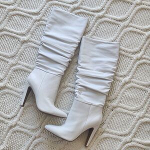 NEW Steve Madden Leather White Carrie Slouch Boots Size 8
